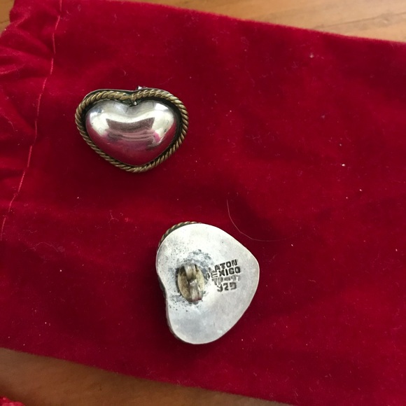 Sterling Heart Post Earrings - Picture 2 of 3